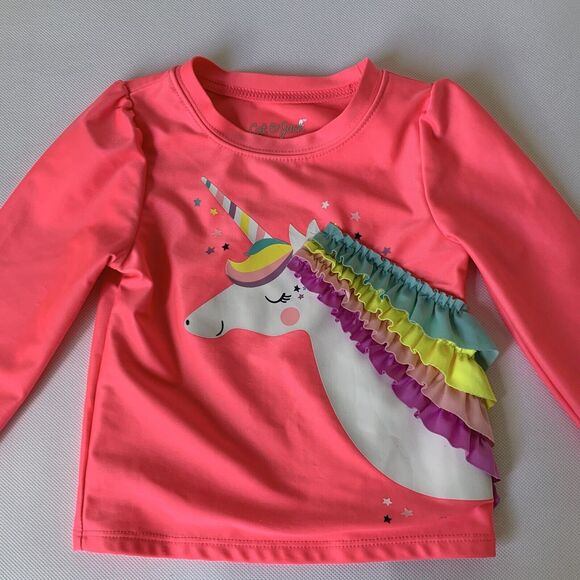 Cat & Jack Rashguard Swim Shirt Toddler Girl 2T Pink Unicorn Long Sleeve Beach - Picture 4 of 10